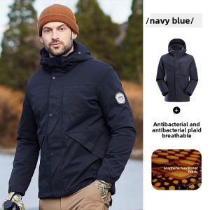 Jeep | Jeep Graphene Mens Outdoor Climbing Fleece Jacket Waterproof Breathable Anti-cold Large Size Mountain Climbing Suit