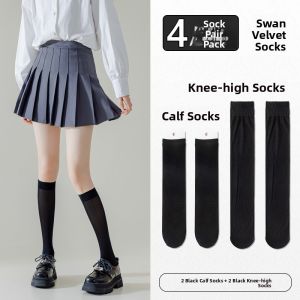 JIAZINI | Black Summer Thin Leggings Socks Pressure Slimming Mid-calf Socks