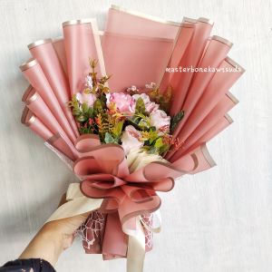 Pink Tua - Buket Bunga Artificial tidak pakai boneka wisuda dan buket uang