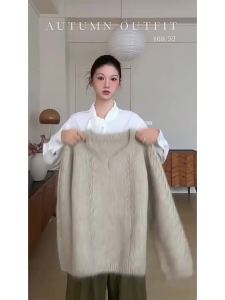 CHACHASTU | Áo Sweater Dày Ấm Tay Dài Cổ Tròn Phong Cách Pháp Cho Nữ