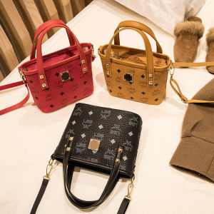 Womens Fashion Bucket Bag Printed Contrast Color Crossbody Mobile Phone Bag Gift Bag Soft Handle Vintage Style Daily Use