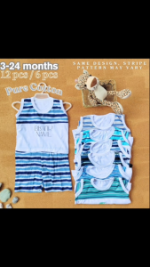 12 PCS / 6 PCS SANDO SHORT BOYS 3-18 MONTHS COTTON BABY TERNO CLOTHES