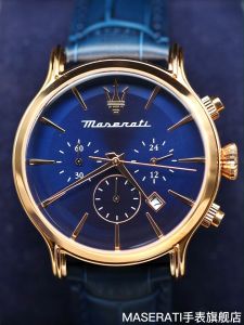 【2 Years Warranty】 Maserati Epoca 42mm Blue Sunray Dial Chronograph Mens Quartz นาฬิกาข้อมือ R8871618013