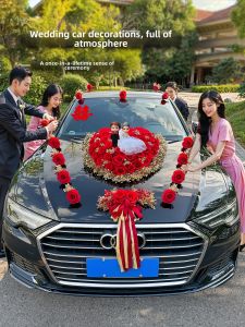 HANJIANGXUE | Wedding Car Head Decoration Artificial Flowers Crown Design High-grade Suction Cup Fixed