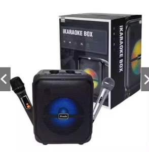 Brodu BTS-1933 6.5” BT Speaker with Karaoke LED Lights and Wireless Microphone - Portable Sound System for Parties Camping