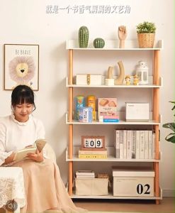 ชั้นวางหนังสือ ตู้เก็บของ ชั้นวางหนังสือ ตู้วางของ ชั้นเข้ามุม ชั้นวางอเนกประสงค์ ชั้นหนังสือ ตู้โชว์ มินิมอล พร้อมส่ง สีขาวเมเปิ้ล