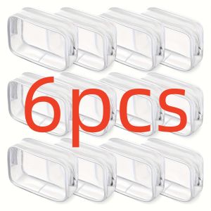 6 Chiếc Túi Đựng Đồ Trang Điểm Có Khóa Kéo Trong Suốt Chống Rò Rỉ Dùng Cho Du Lịch & Nhà Tắm Bền Không Mùi Bằng Nhựa Dùng Để Đựng Đồ Vệ Sinh Cá Nhân Có Thể Tái Sử Dụng Đa Năng