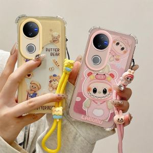 Fashion Casing VIVO V50 V40 Pro V30 Pro Y27s Y27 Y36 4G 5G New Cute Cartoon Pacha Dog Kuromi Doraemon Bread Bear Laboo Anti-fall Phone Case with Lanyard 2025