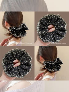 NING ZHOU | Elegant Double Layer Black Floral Headband