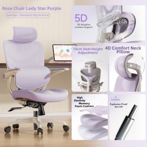 IGrow | Ergonomic Rose Chair for Female Home Office and Gaming
