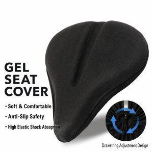CYCLE ZONE | Thick Silicone Bike Saddle Cover Anti-Slip Comfortable Bicycle Seat Cushion with Reflective Strip Drawstring Cycling Accessory