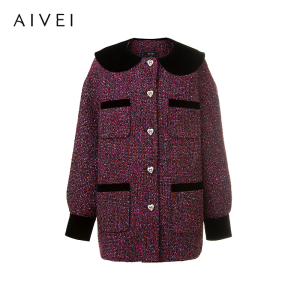 AIVEI | Doll Collar Mid-Length Red Jacket