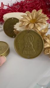 Đồng xu phật quan âm tọa thiền đồng xu bình an may mắn vật phẩm phong thủy