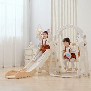 【Lowest Price Guarranteed】Indoor Toddler Rabbit Playground Slide and Basketball Hoop Kids Slide