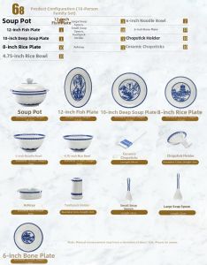 Underglaze Blue Porcelain Elegant Tableware Set