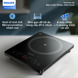 [QUÀ TẶNG HẤP DẪN - SLCH] Bếp từ đơn Philips HD5830/90 | 8 chế độ| 2000W - Hàng Chính Hãng
