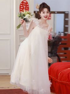 Bride Morning Robe Fairy Tale Korean Style Wedding Dress Puffy Skirt Strapless Travel Photography Engagement Ceremony