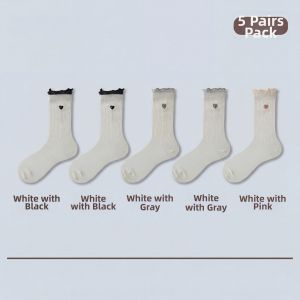 Color-block Embroidered Ballet Style Long Socks