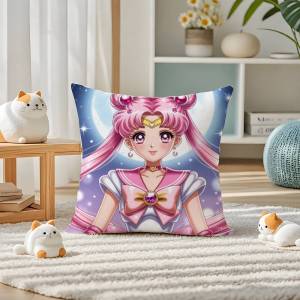 Bandai | Sailor Moon Sailor Pluto Anime Plush Pillow Cover Soft Short Plush Cushion Cover For Sofa Bedroom Home Decor Gift Decoration
