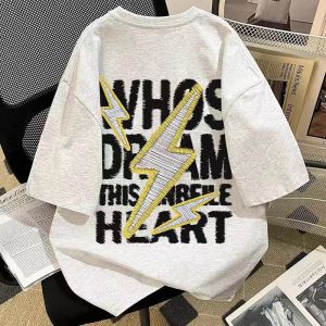 SUOSHE | Plus Size Lightning Print Short Sleeve T-Shirt