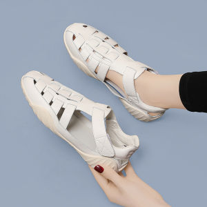 Roman Thick Heel Sandals Womens Summer Soft Leather 2024 New Casual Soft Bottom Sports Flat Bottom Lightweight Platform Shoes