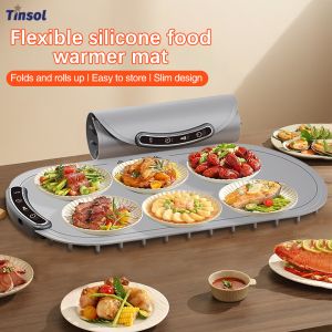 TINSOL 220V Flexible Silicone Food Heating Pad Foldable Food Heating Tray Electric Food Heating Pad Smart Thermostat Tableware