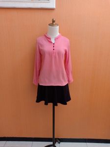 atasan wanita pink CONNEXION cewek S cute kerja kuliah blouse