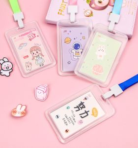 Minimalist Transparent Flip Work Permit Card Cover Keychain Access Control Bus Card Cover Student Chest Card ID Card Cover Transfer Label Cover Badge Plastic Meal Card