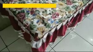 Taplak Alas Meja Tamu Motif List Putih