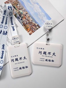 Creative Expandable Hardshell Horizontal Card Holder Lanyard Clip Badge Holder ABS Material Business Supplies Document Holder