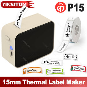 12-15mm Inkless Thermal Label Printer Self Adhesive Sticker Labeling Machine Mini Portable Bluetooth P15 Maker with 12*40mm Roll