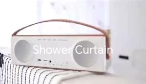 Inyahome PEVA Shower Curtain Liner and Bath Organizer with 9 Storage Pockets Water Resistant Bathroom Curtains Rust Resistant