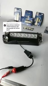 Lampu Strobo Dashboard Mobil Tempel Kaca Depan 8 Led Nyala Led MERAH BIRU Super Terang Colok Lighter