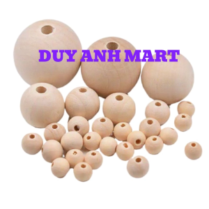 Hạt gỗ tròn [100 hạt size 6-40mm] màu tự nhiên làm đồ trang sức trang trí decor sáng tạo.
