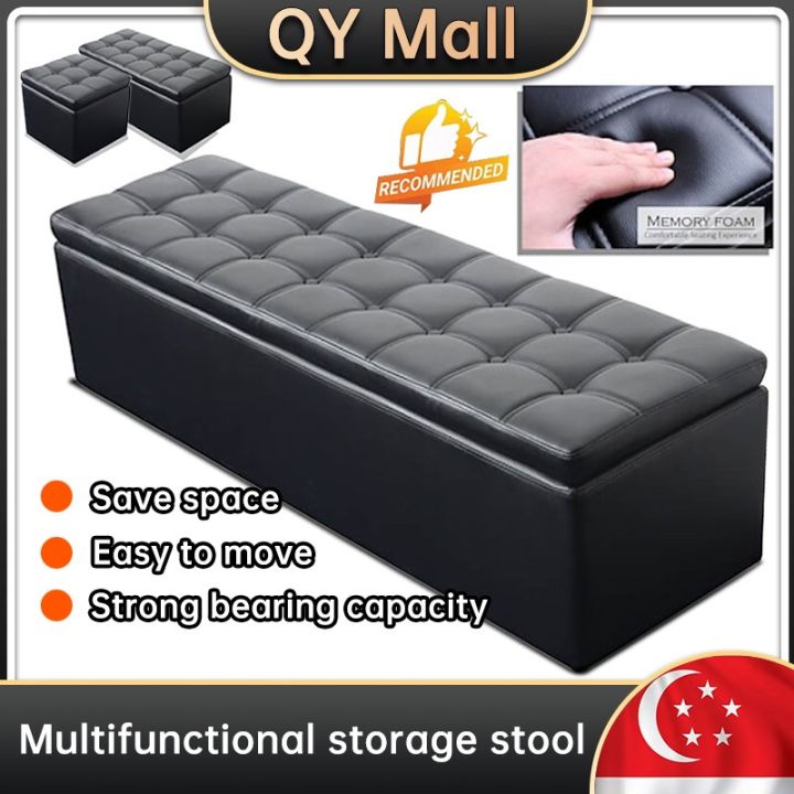 🔥SG Local Seller🔥120cm Storage Bench Leather Storage Stool PU Ottoman