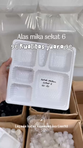 Mika Alas Sekat 6 Ayam gemes Mika Alas makan putih mika kotak makan sekat 6 isi 100 pcs