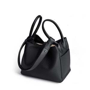 Top Layer Cowhide Leather Bucket Bag Genuine Leather 2025 New Style Pillow Single Shoulder Slant Cross Handbag Womens Bag