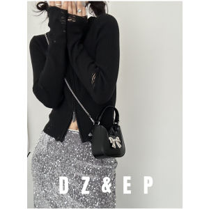 Delicate Womens Shoulder Bag 2024 New Commuter Chain Bag Cute Butterfly Knot Mini Black Bag Fashionable Casual Handbag
