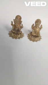 Traditional Brass Ganesh Laxmi Idol for Home Mandir – Laxmi Ganesh Murti for Diwali & Festival Décor (Size - 5.5x4 cm | Weight - 170g Pack of 1)