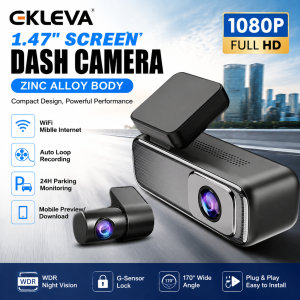 EKLEVA Car DVR Dash Camera Rear View Video Recorder 2K+1080P WIFI HD WDR Loop Recording G-Sensor Night Vision Wide Angle Dash Cam