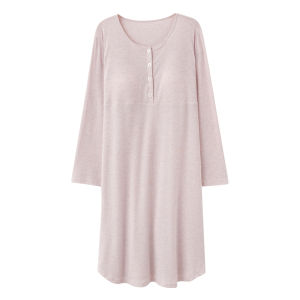 Miiow | Cat Woman Sleep Dress Womens Thin Postpartum Summer Nightgown With Chest Pad One-Piece Polyester Fiber Long Sleeve Maxi Dress