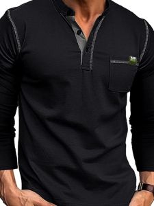 Áo Thun Nam Cổ Tròn Màu Trơn Thường Ngày Dài Tay Mùa Hè Thường Ngày Phong Cách Thường Ngày Chất Liệu Khác Không Thương Hiệu