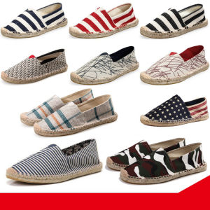 Giày Nam Đế Vải Lanh Mùa Hè Giày Vải Bố Ngư Dân Giày Đế VảI BệN Rơm Phong Cách Hàn Quốc Cho Nam Giày Lười Giày Vải Thường Ngày