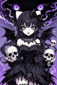 KAYOU | Bộ Tranh Kim Cương Tự Làm Phong Cách Gothic Hình Đầu Lâu Dơi Sừng Quỷ Chân Dung Anime Đen Tối Toàn Bộ Diện Tích Dán Kim Cương Vuông/tròn Trang Trí Nhà Cửa Tinh Tế