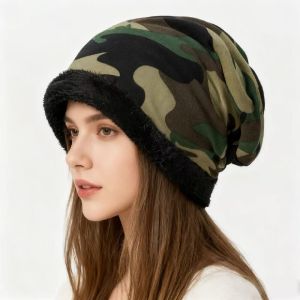 Stylish Outdoor Cap Balaclava For Men And Women Camouflage Cotton Cap Plus Velvet Hat Warm For Autumn Winter Bike Accessories