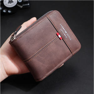 Mens Leather Zipper Short Wallet New Mens Wallet Bag Multi-Card Coin Purse Card Bag Card Holder Dompet Lelaki Pendek Dompet Pelbagai Kad 男士钱包 零錢包