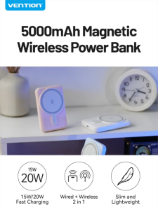 Vention Magnetic 10000 mah Wireless Power Bank - M.S Battery Pack Powerbank Portable Charger for iPh IOS