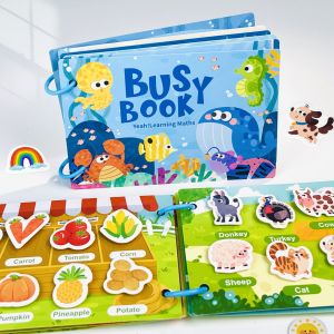 Early Education Puzzle Enlightenment Busy Book Multiple Themes of Cognitive Tear-Off Toy Book Early Development of Concentration and Hand-Eye Coordination