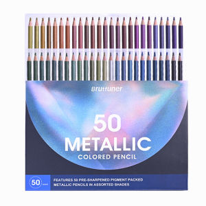 Brutfuner Metallic Colored Pencils 12/50Pcs Drawing Colored Pencil Soft Wood Golden Pencil For Artist Sketch Coloring Art Supplies