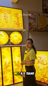 Hào Quang Trúc Chỉ In Combo Đôi Tròn Hoa Sen Bát Nhã Tâm Kinh Trang Trí Bàn Thờ CDT-42-233